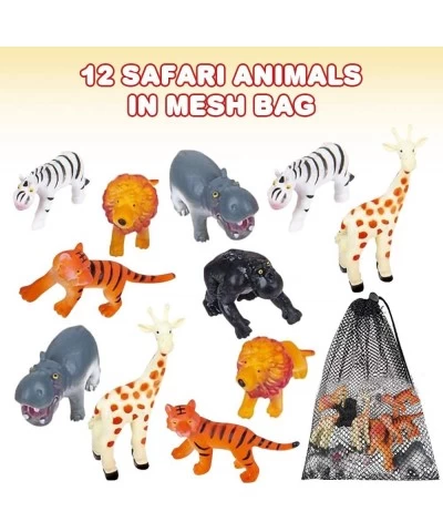 Safari Figures Assortment in Mesh Bag Set of 12 Mini Animal Figurines in Assorted Designs Fun Bath Water Playset for Kids Par...