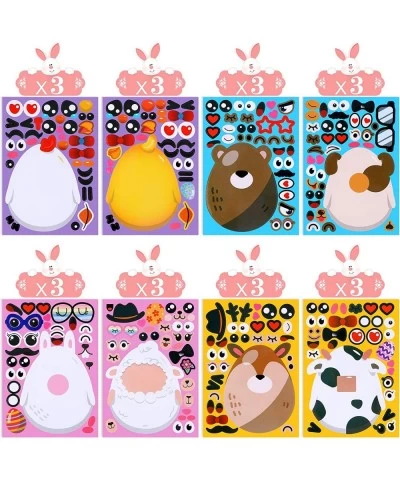 24 Sheet Easter Make Your Own Stickers Decorative for Kids Animal Festival Sticker Mix and Match Bunny Chicken Cow Sheep Stic...