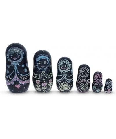 Six Blackboard Plastic Black Nesting Dolls w/ Chalks DIY Craft $28.96 Nesting Dolls