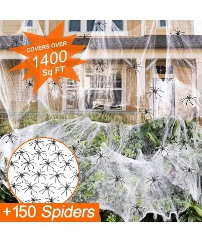 1400 sqft Halloween Spider Webs Decorations with 150 Extra Fake Spiders Super Stretchy Cobwebs for Halloween Decor Indoor and...