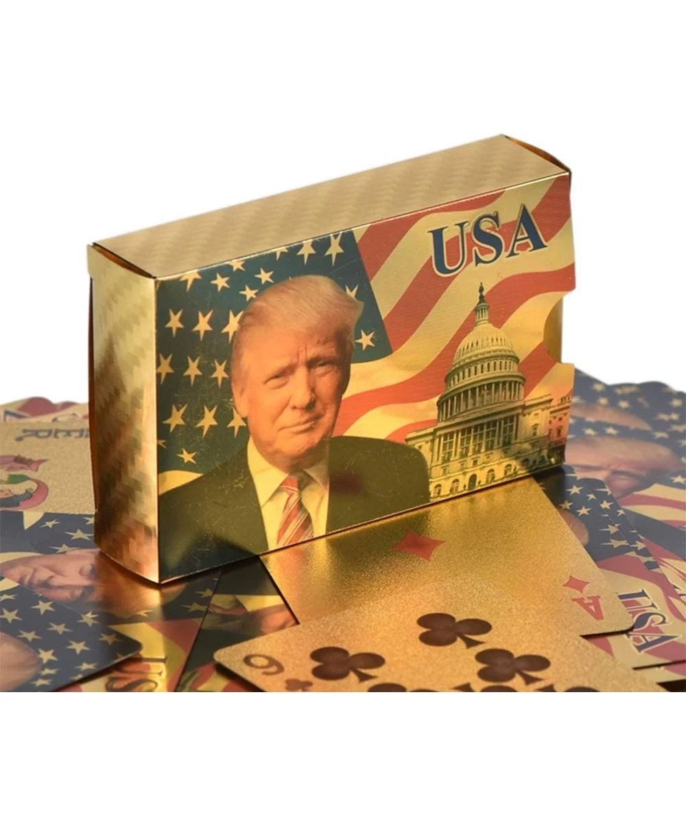 Donald Trump Playing Cards - Gold Playing Cards Deck of Waterproof Poker Cards for Game for Table Games Good Trump Gift for M...