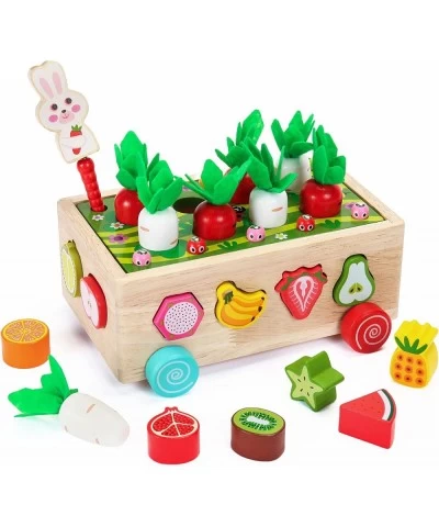 Montessori Toys for Toddlers Wooden Carrot Pulling Baby Toy 12-18 Months Learning & Educational Shape Sorter Games for Fine M...