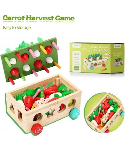 Montessori Toys for Toddlers Wooden Carrot Pulling Baby Toy 12-18 Months Learning & Educational Shape Sorter Games for Fine M...