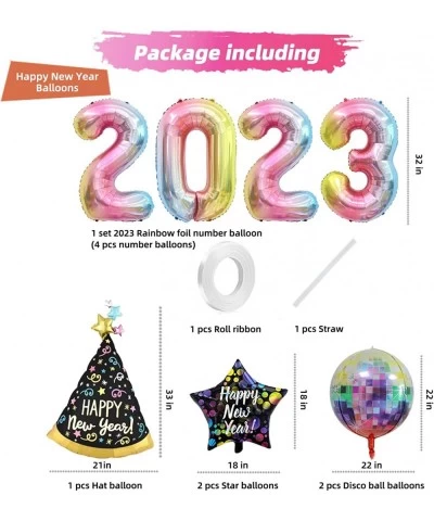 New Years Eve Party Supplies 2023 Balloons with 32 Inch Rainbow Gradient Foil Number Balloons for Happy New Years Decorations...