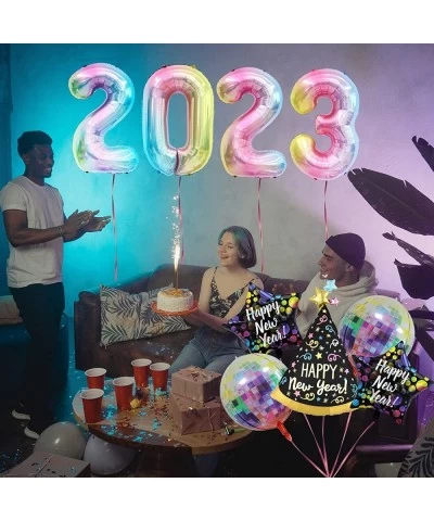 New Years Eve Party Supplies 2023 Balloons with 32 Inch Rainbow Gradient Foil Number Balloons for Happy New Years Decorations...