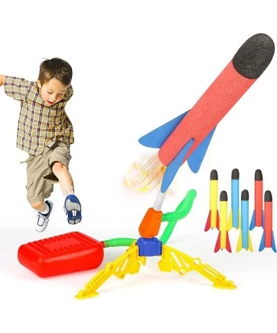 Toy Rocket Launcher for Kids Shoots Up to 120 Feets with Sturdy Stomp Launchers 6 Colorful Foam Rockets Fun Outdoor Toy for K...