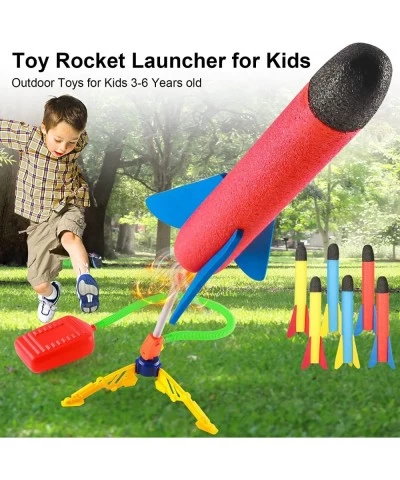 Toy Rocket Launcher for Kids Shoots Up to 120 Feets with Sturdy Stomp Launchers 6 Colorful Foam Rockets Fun Outdoor Toy for K...