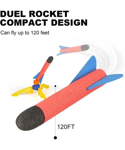 Toy Rocket Launcher for Kids Shoots Up to 120 Feets with Sturdy Stomp Launchers 6 Colorful Foam Rockets Fun Outdoor Toy for K...