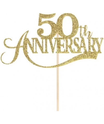 Gold Glitter 50th Anniversary Cake Topper - for 50th Wedding Anniversary / 50th Anniversary Party / 50th Birthday Party Decor...