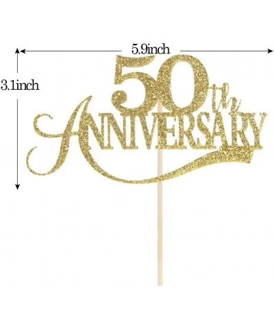 Gold Glitter 50th Anniversary Cake Topper - for 50th Wedding Anniversary / 50th Anniversary Party / 50th Birthday Party Decor...