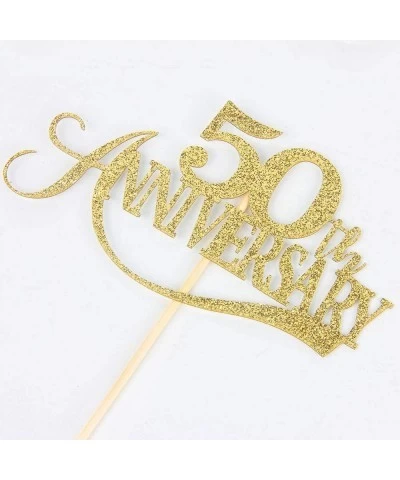 Gold Glitter 50th Anniversary Cake Topper - for 50th Wedding Anniversary / 50th Anniversary Party / 50th Birthday Party Decor...