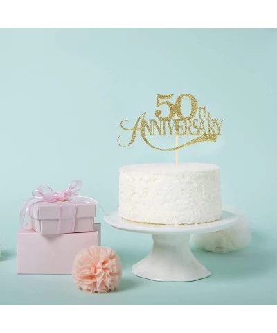 Gold Glitter 50th Anniversary Cake Topper - for 50th Wedding Anniversary / 50th Anniversary Party / 50th Birthday Party Decor...