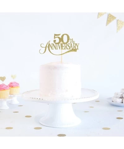 Gold Glitter 50th Anniversary Cake Topper - for 50th Wedding Anniversary / 50th Anniversary Party / 50th Birthday Party Decor...