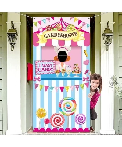 Candy Shop Party Decoration Sweet Shoppe Hanging Banner Background Carnival Photo Door Decor Backdrop Props 70.87 x 35.43 Inc...