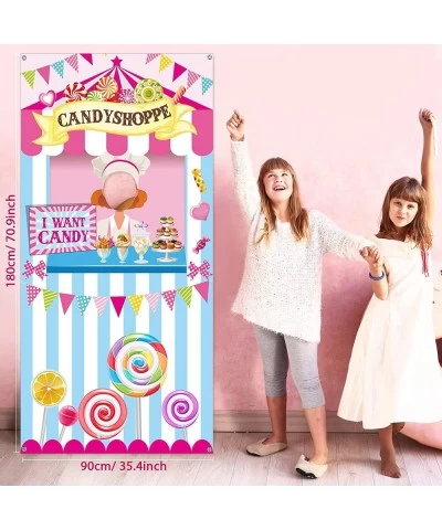 Candy Shop Party Decoration Sweet Shoppe Hanging Banner Background Carnival Photo Door Decor Backdrop Props 70.87 x 35.43 Inc...