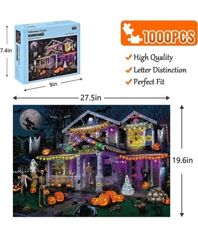 Halloween Jigsaw Puzzles for Adults 1000 Pieces - 27.5" x 20"Halloween Haunted House Party Puzzle Home Decorations $25.15 Jig...