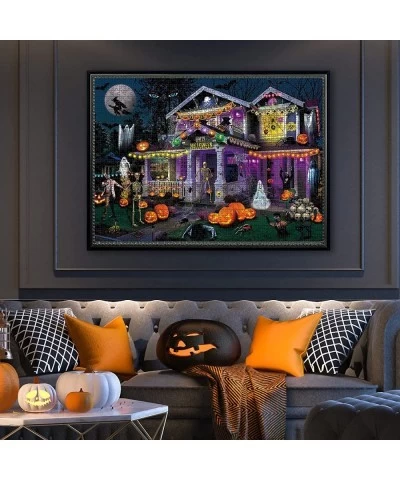 Halloween Jigsaw Puzzles for Adults 1000 Pieces - 27.5" x 20"Halloween Haunted House Party Puzzle Home Decorations $25.15 Jig...