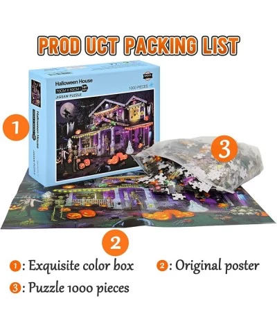 Halloween Jigsaw Puzzles for Adults 1000 Pieces - 27.5" x 20"Halloween Haunted House Party Puzzle Home Decorations $25.15 Jig...