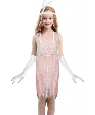 1920's Sequins Flapper Dress Children's Day Gift Party Halloween Costumes for Girls Accessories Set $72.17 Kids' Costumes