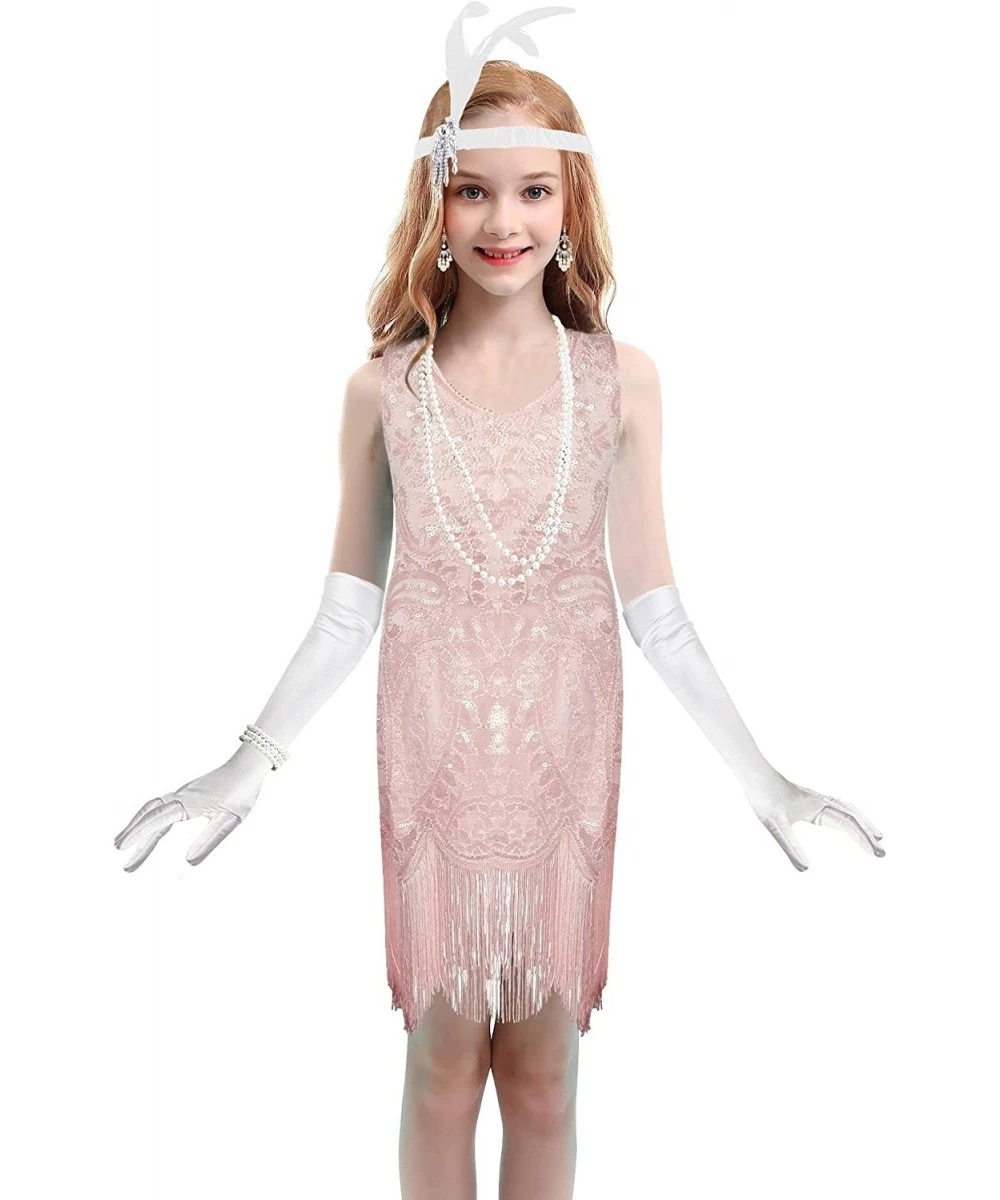 1920's Sequins Flapper Dress Children's Day Gift Party Halloween Costumes for Girls Accessories Set $72.17 Kids' Costumes