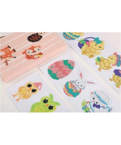 18 Pcs Cute Easter Theme 5D DIY Diamond Painting Stickers Kits Rabbit with Egg and Chicken Digital Diamond Paint Cartoon Diam...