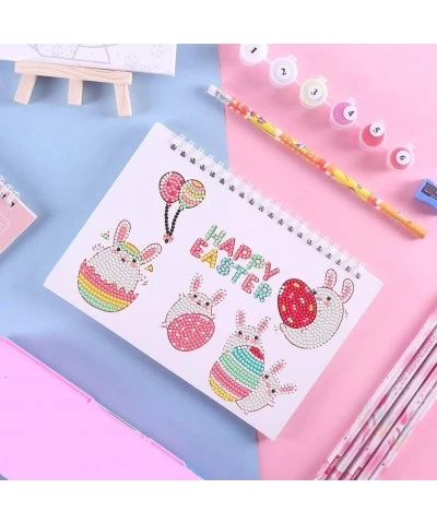 18 Pcs Cute Easter Theme 5D DIY Diamond Painting Stickers Kits Rabbit with Egg and Chicken Digital Diamond Paint Cartoon Diam...