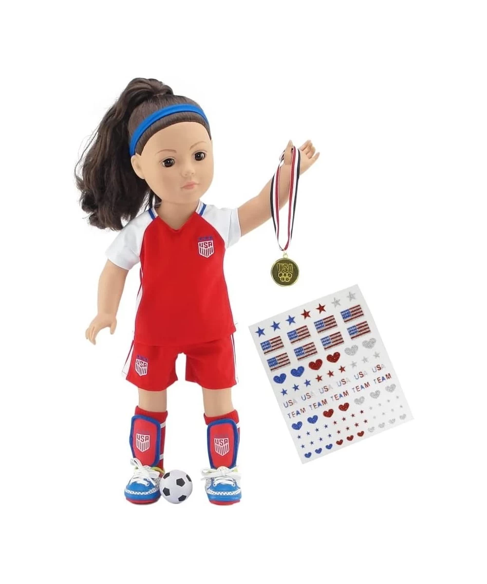 18 Inch Doll Clothes Accessories | 18" Doll USA 9 Piece Soccer Uniform Accessory Gift Set Including Gold Medal and Patriotic ...