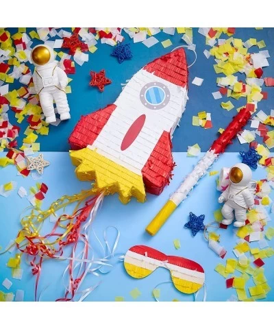 Rocket Ship Pinata 16.5 x 10 x 3 Inch Space Themed Party Supplies Astronaut Rocket Pinata with Pinata Stick Blindfold and Con...