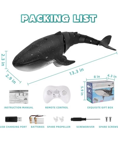 Remote Control Whale Shark 2.4G High Simulation RC Whale Toys for Swimming Pool Bathroom Great Gift RC Boat Pool Water Toys f...