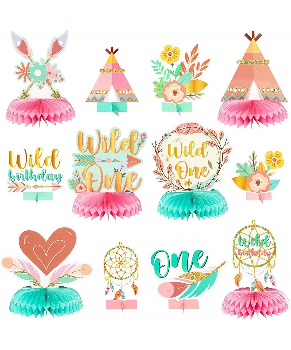 12pcs Boho Girl Wild ONE Birthday Party Honeycomb Centerpieces Bohemian 1st Birthday Decorations for Baby 1 Years Old First B...