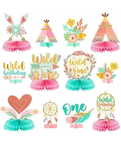 12pcs Boho Girl Wild ONE Birthday Party Honeycomb Centerpieces Bohemian 1st Birthday Decorations for Baby 1 Years Old First B...