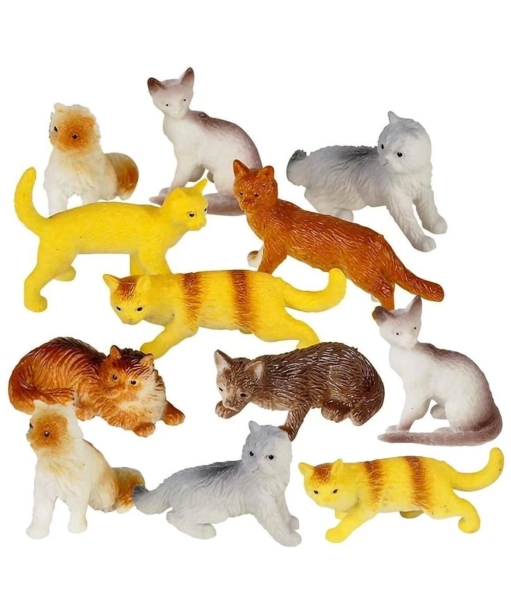 Mini Cat Figurines Set for Kids - Pack of 12 - Assorted 2 Inch Small Cat Figures Sturdy Plastic Toys Fun Birthday Party Favor...