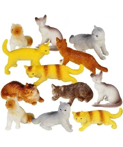 Mini Cat Figurines Set for Kids - Pack of 12 - Assorted 2 Inch Small Cat Figures Sturdy Plastic Toys Fun Birthday Party Favor...