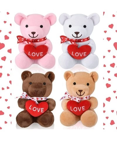 4 Pieces Stuffed Bear 6 Inch Cute Stuffed Animals Soft Bear with Red Heart Small Sweet Cuddly Plush Toys Gift for Girls Boys ...