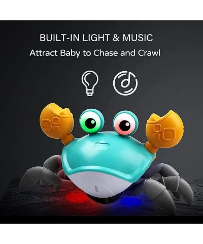 Crawling Crab Baby Toy with Light Up for Kids Toddlers Musical Toy with Automatically Avoid Obstacles Sensory Walking Crab To...