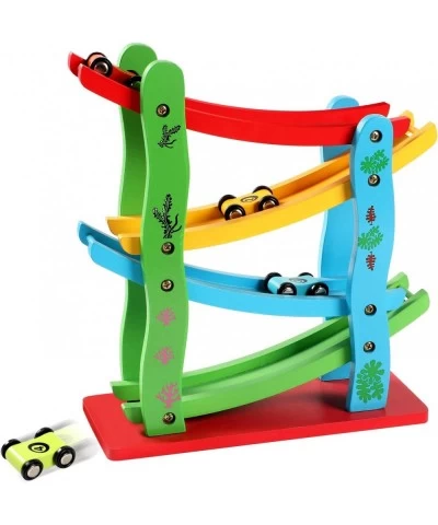 Wooden Ramp Racer Toddler Toys Race Track Car Games for Kids Boys Girls Gifts with 4 Small Racers $33.68 Toy Vehicle Playsets