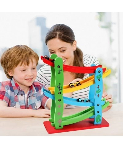 Wooden Ramp Racer Toddler Toys Race Track Car Games for Kids Boys Girls Gifts with 4 Small Racers $33.68 Toy Vehicle Playsets