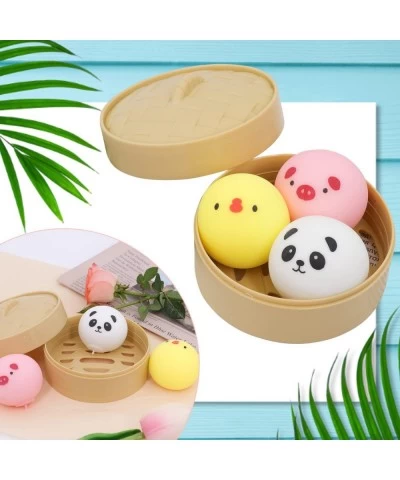 3Pcs Colorful Dumpling Stress Ball Fidget Sensory Toy Silicone Stress Relief Hand Ball Toy with Food Steamer Kit for Office H...