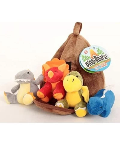 Dino Roars with Volcano Bag - Zip The Dino and Friends 4 Pack Plush Dinosaurs Set for Kids and Dino Lovers Comes with Volcano...