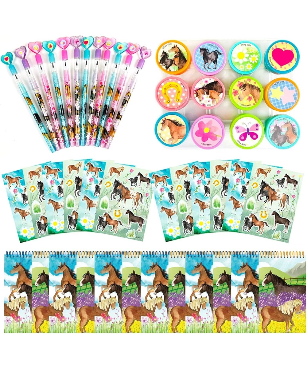 Horse Pony Birthday Party Favor Set (12 multi-point pencils 12 stampers 12 sticker sheets 12 small spiral notepads) Horse Par...