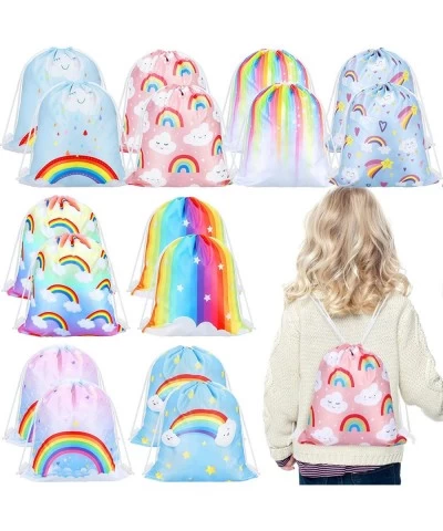 Rainbow Party Bags Drawstring Rainbow Clouds Party Favor Bags Colorful String Goodie Bags Kids Party Favor Backpack Goody Can...