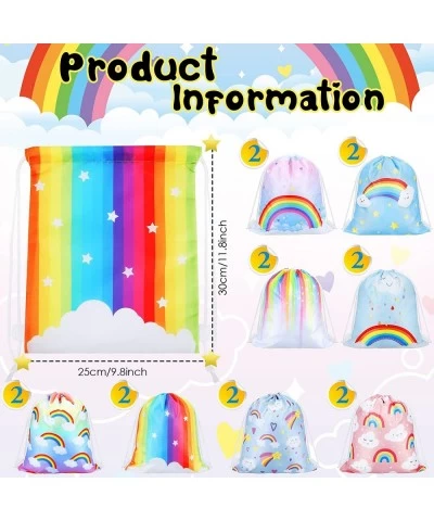 Rainbow Party Bags Drawstring Rainbow Clouds Party Favor Bags Colorful String Goodie Bags Kids Party Favor Backpack Goody Can...