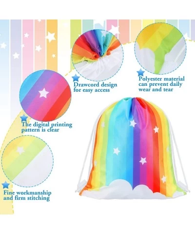 Rainbow Party Bags Drawstring Rainbow Clouds Party Favor Bags Colorful String Goodie Bags Kids Party Favor Backpack Goody Can...