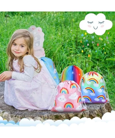 Rainbow Party Bags Drawstring Rainbow Clouds Party Favor Bags Colorful String Goodie Bags Kids Party Favor Backpack Goody Can...