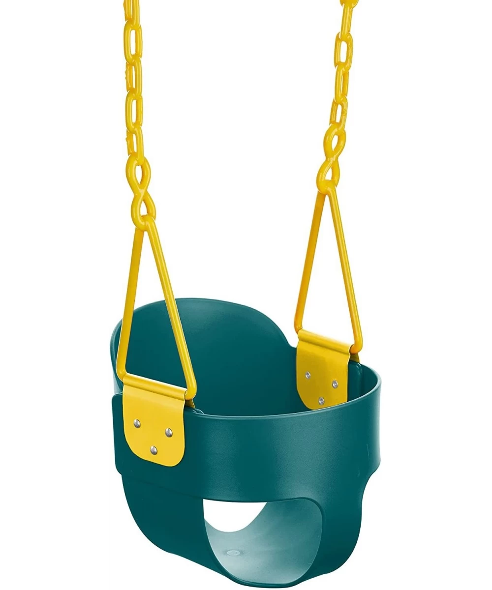 Deluxe High Back Full Bucket Toddler Swing with Exclusive Chain & Triangle Dip Pinch Protection and Carabiners for Easy Insta...