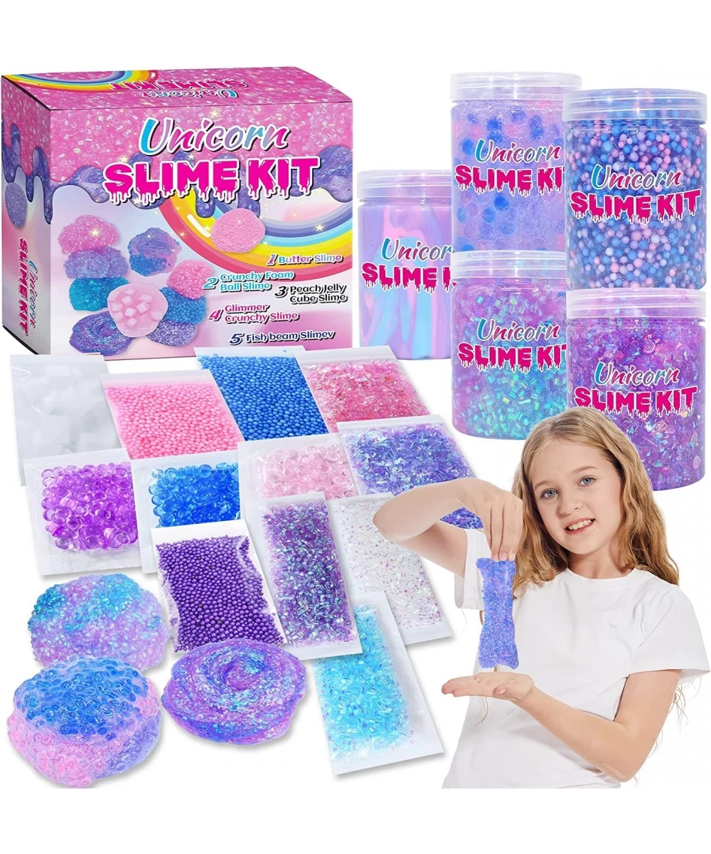 Unicorn Slime Kit for Girls 4-12 Supplies Makes Butter Slime Candy Confetti Slime Glimmer Crunchy Slime Foam Crunchy Slime Je...