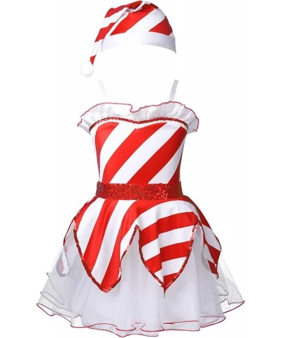 Kids Girls Sequin Christmas Costume Santa Claus Dance Party Dress Arm Sleeves and Hat Outfits Set $24.61 Kids' Costumes