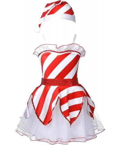 Kids Girls Sequin Christmas Costume Santa Claus Dance Party Dress Arm Sleeves and Hat Outfits Set $24.61 Kids' Costumes