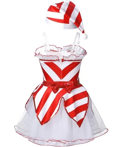 Kids Girls Sequin Christmas Costume Santa Claus Dance Party Dress Arm Sleeves and Hat Outfits Set $24.61 Kids' Costumes