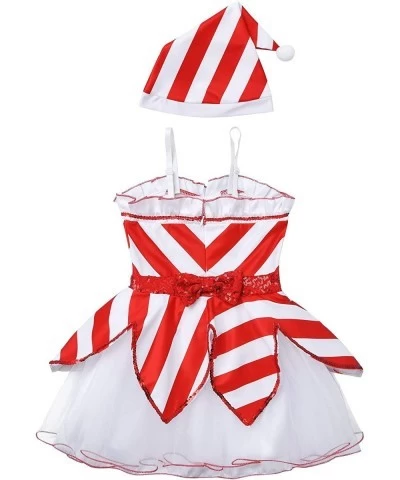 Kids Girls Sequin Christmas Costume Santa Claus Dance Party Dress Arm Sleeves and Hat Outfits Set $24.61 Kids' Costumes